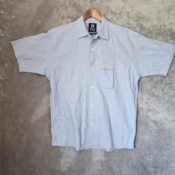 Kani Jeans Co. Blue SS Button-Up Shirt M, 55% Linen 45% Cotton, Streetwear - Picture 2 of 5